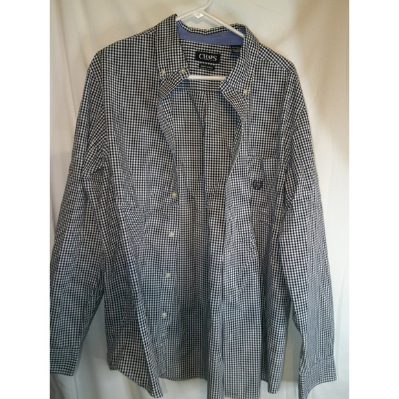 Chaps Men's XL Black White Gingham Check Button Down Long Sleeve Shirt - Picture 1 of 3